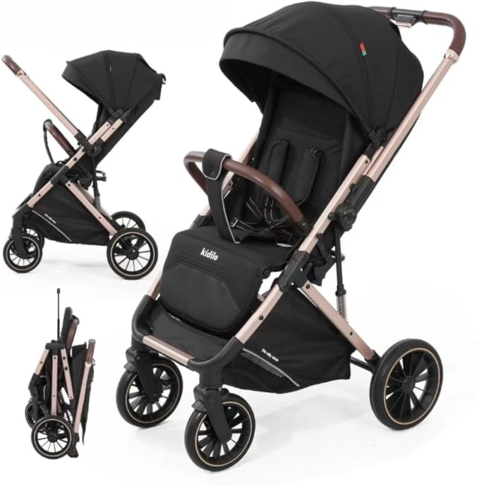 👶 عربة أطفال Kidilo 6600 – أسود | تصميم فخم وراحة كاملة لطفلك