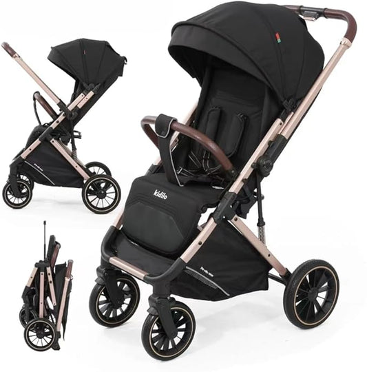 👶 عربة أطفال Kidilo 6600 – أسود | تصميم فخم وراحة كاملة لطفلك