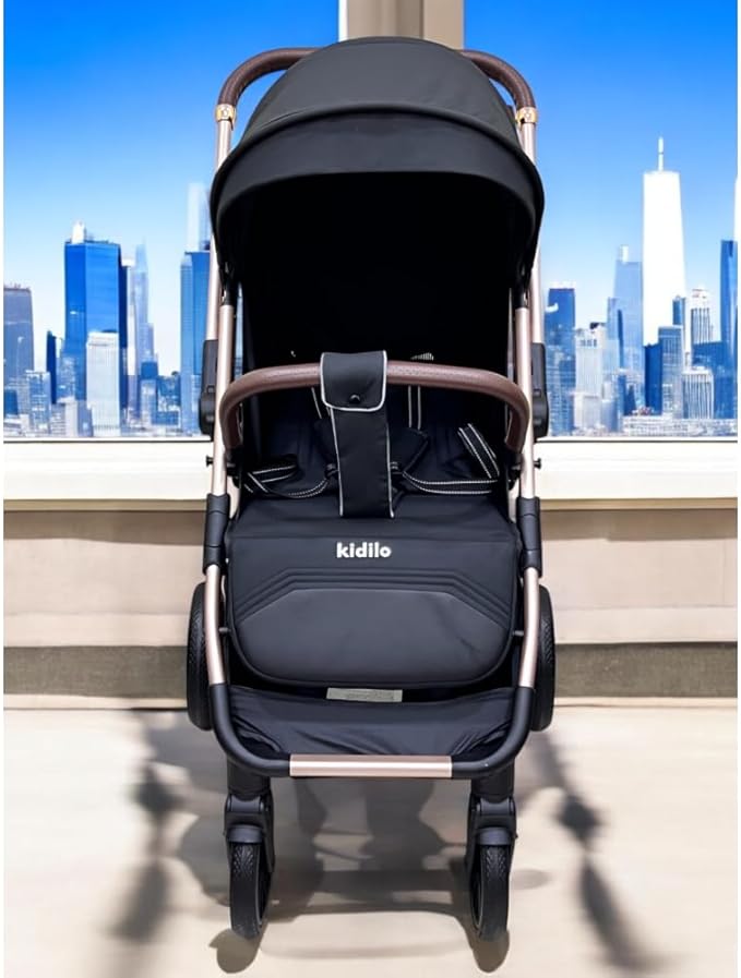 👶 عربة أطفال Kidilo 6600 – أسود | تصميم فخم وراحة كاملة لطفلك