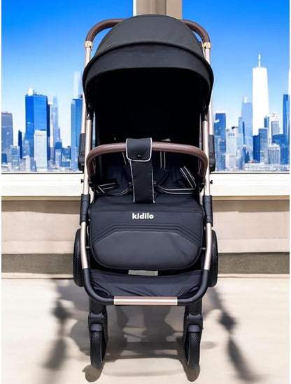 👶 عربة أطفال Kidilo 6600 – أسود | تصميم فخم وراحة كاملة لطفلك